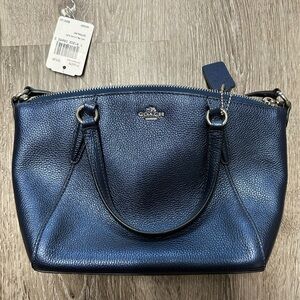 NWT Coach metallic navy purse